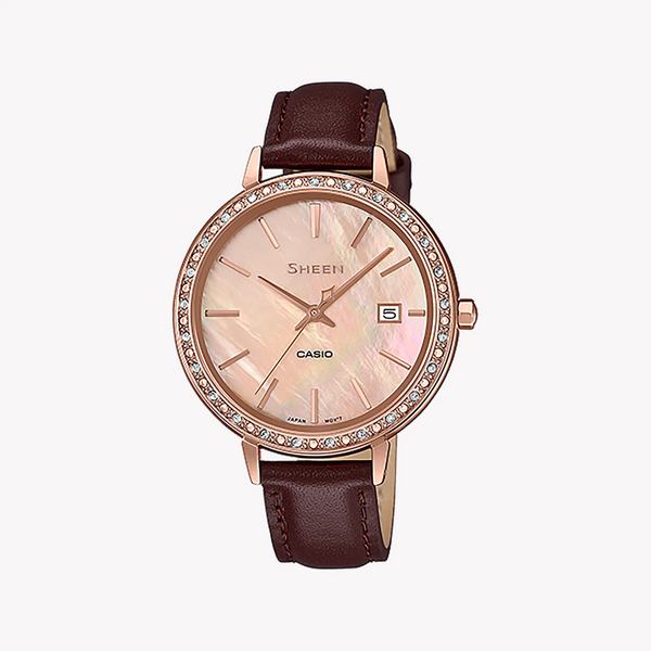 Casio She-4052pgl-4audf Elegant Versatility - Rose Gold Timepiece With Leather Band by i-watch
