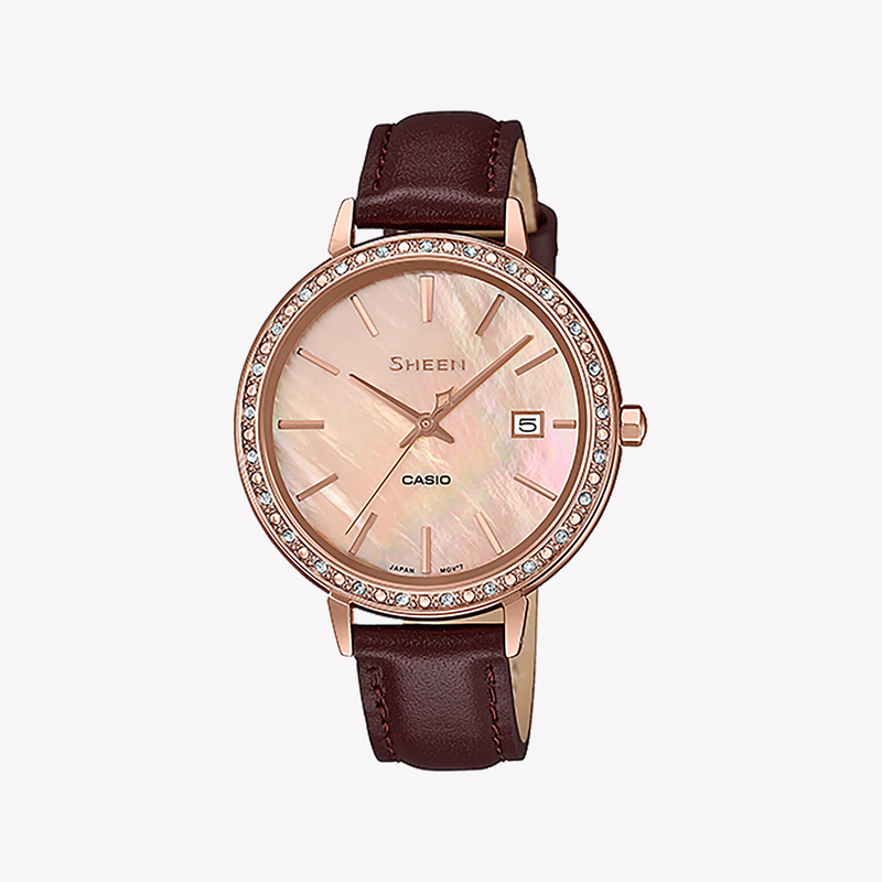 Casio She-4052pgl-4audf Elegant Versatility - Rose Gold Timepiece With Leather Band by i-watch