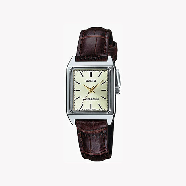 Casio Ltp-V007l-9eudf Elegant Sporty Timepiece - Chic Brown Leather BAnd Women's Watch With Silver Case and Classic White Dial by i-watch
