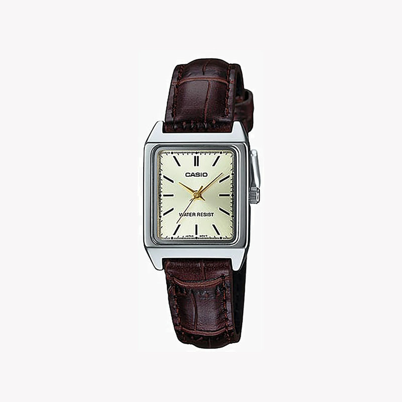 Casio Ltp-V007l-9eudf Elegant Sporty Timepiece - Chic Brown Leather BAnd Women's Watch With Silver Case and Classic White Dial by i-watch