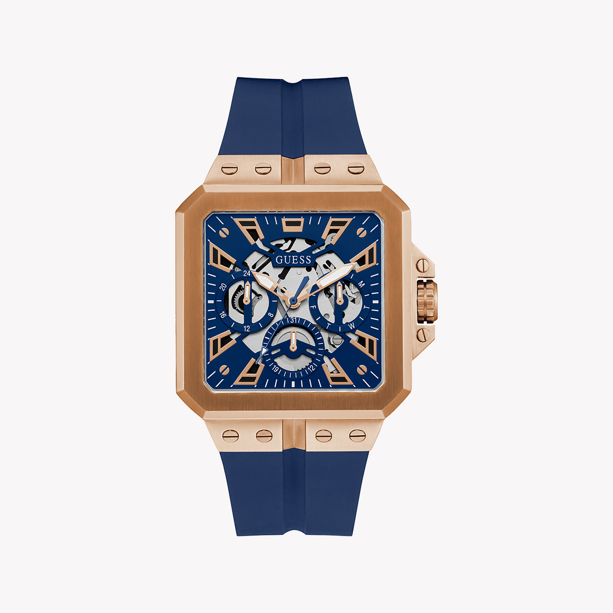 GUESS GW0637G3 BOLD SOPHISTICATION - MEN'S ROSE GOLD & BLUE DIAL WATCH