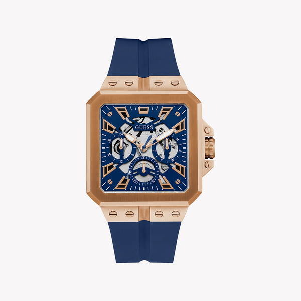 Guess Men's Rose Gold Watch, Blue Dial | Gw0637g3 by i-watch