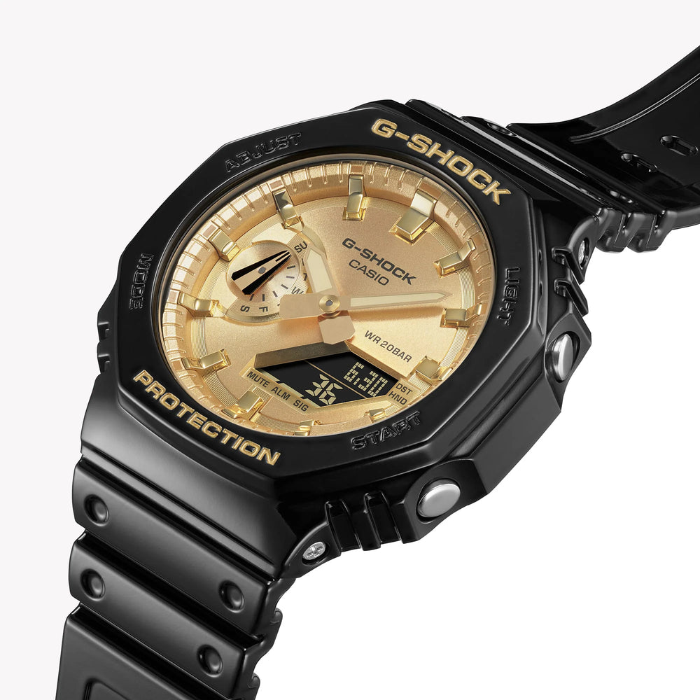 Casio G-Shock Men's Black/Gold Watch, Carbon/Resin | Ga-2100gb-1aer by i-watch
