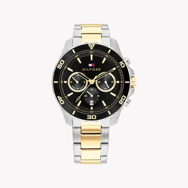 Tommy Hilfiger Men's Black Stainless Steel Watch, Silver & Gold Band | 1692184 by i-watch