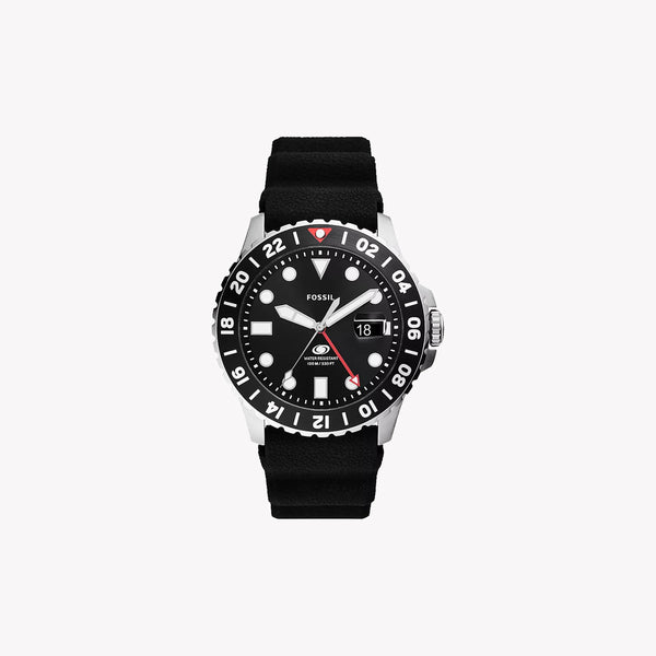 Fossil Men's Black Silicone Watch, Silver Stainless Steel | Fs6036 by i-watch
