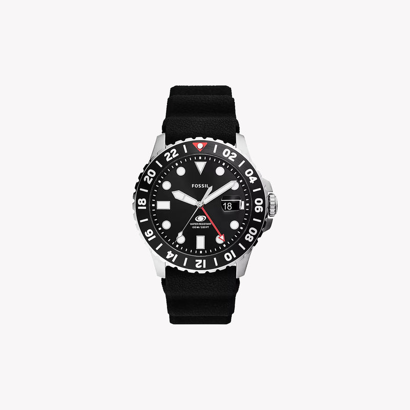 Fossil Men's Black Silicone Watch, Silver Stainless Steel | Fs6036 by i-watch
