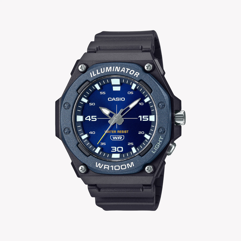 Casio Men's Black Resin Watch, Blue Dial | Mw-620h-2avdf by i-watch