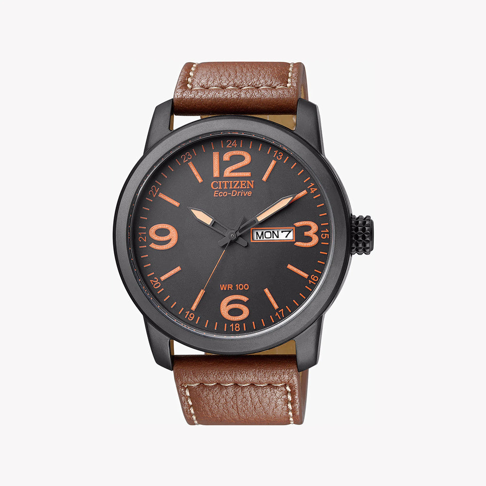 Citizen Men's Black Stainless Steel, Brown Leather | Bm8475-26e by i-watch