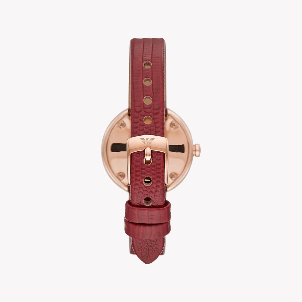 Emporio Armani Women's Red Leather Watch, Rose Gold | Ar11438 by i-watch