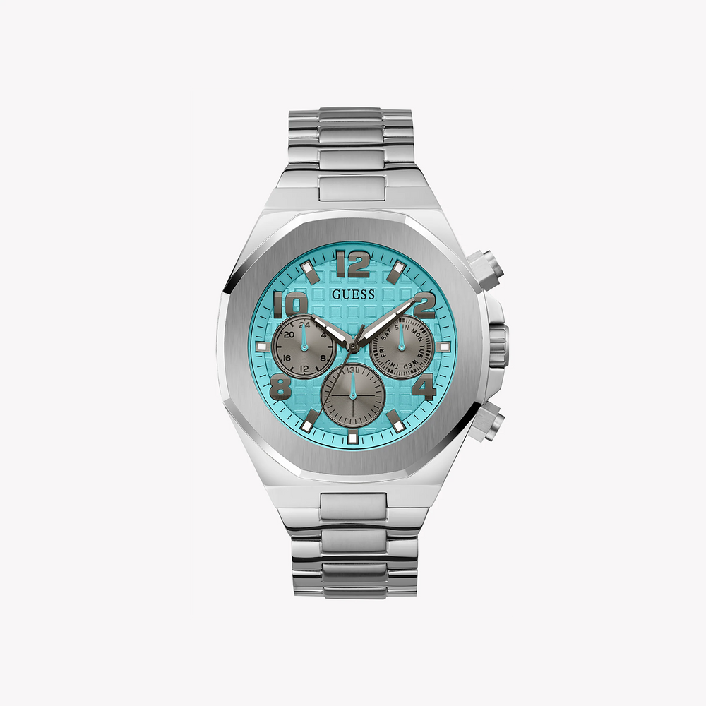 Guess Men's Silver Watch, Turquoise Dial | Gw0489g3 by i-watch