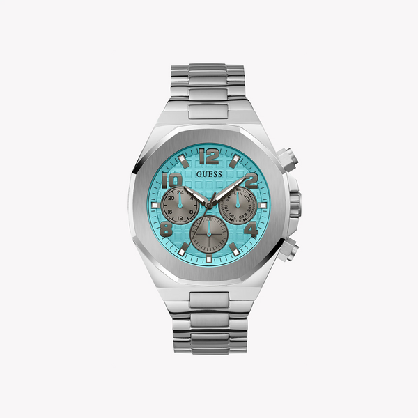 Guess Men's Silver Watch, Turquoise Dial | Gw0489g3 by i-watch