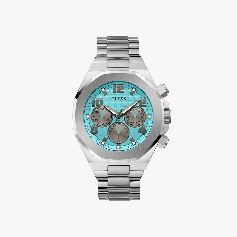 Guess Men's Silver Watch, Turquoise Dial | Gw0489g3 by i-watch
