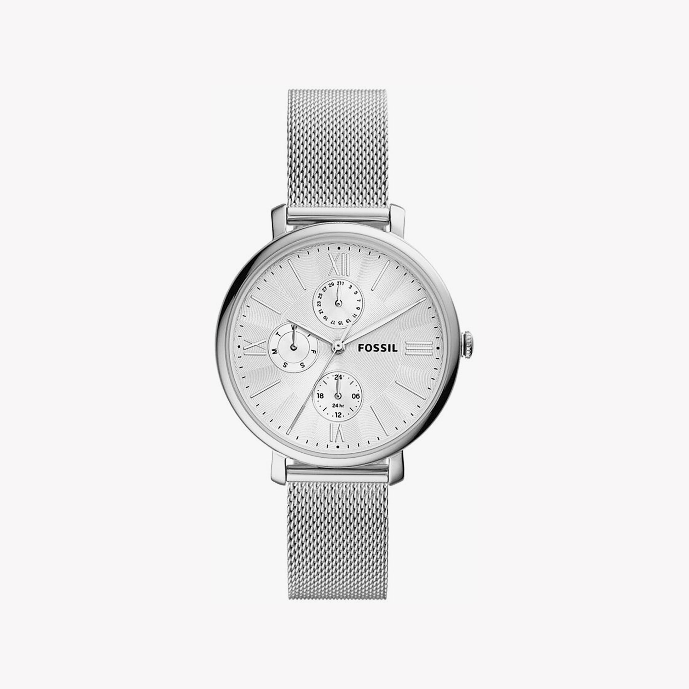 FOSSIL ES5099 - TIMELESS ELEGANCE WOMEN'S WATCH WITH SILVER MESH BAND AND WHITE DIAL