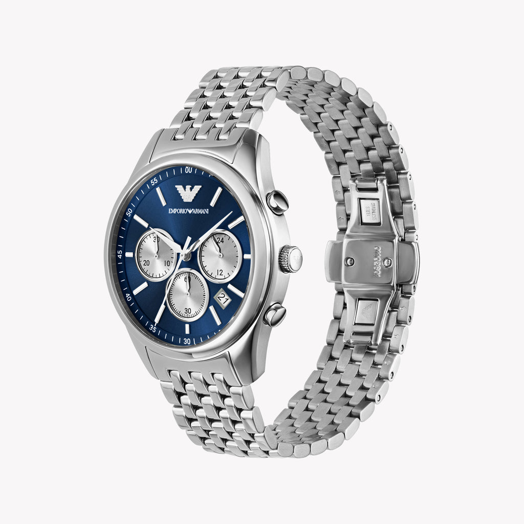 EMPORIO ARMANI AR11582 - MODERN MAVERICK MEN'S WATCH WITH STRIKING BLUE DIAL & STAINLESS STEEL BAND-i-Watch-5