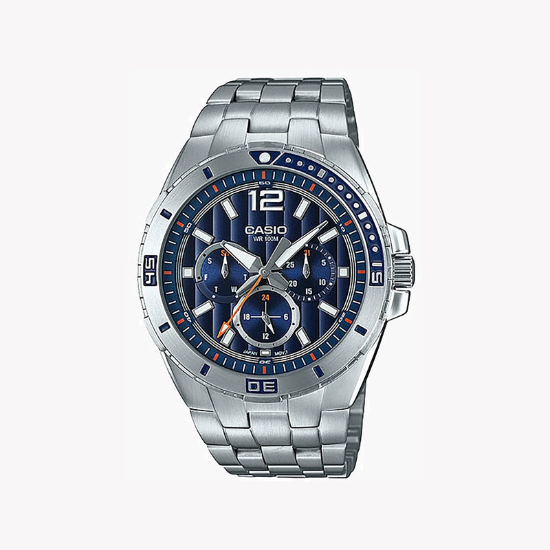 Casio Mtd-1060d-2avdf Sporty Spirit - Stylish Men's Watch With Blue Dial & Stainless Steel Band by i-watch