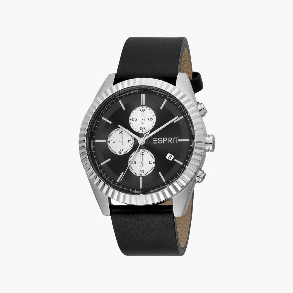 Esprit Men's Black Leather Watch, Black Dial | Es1g030m0015 by i-watch