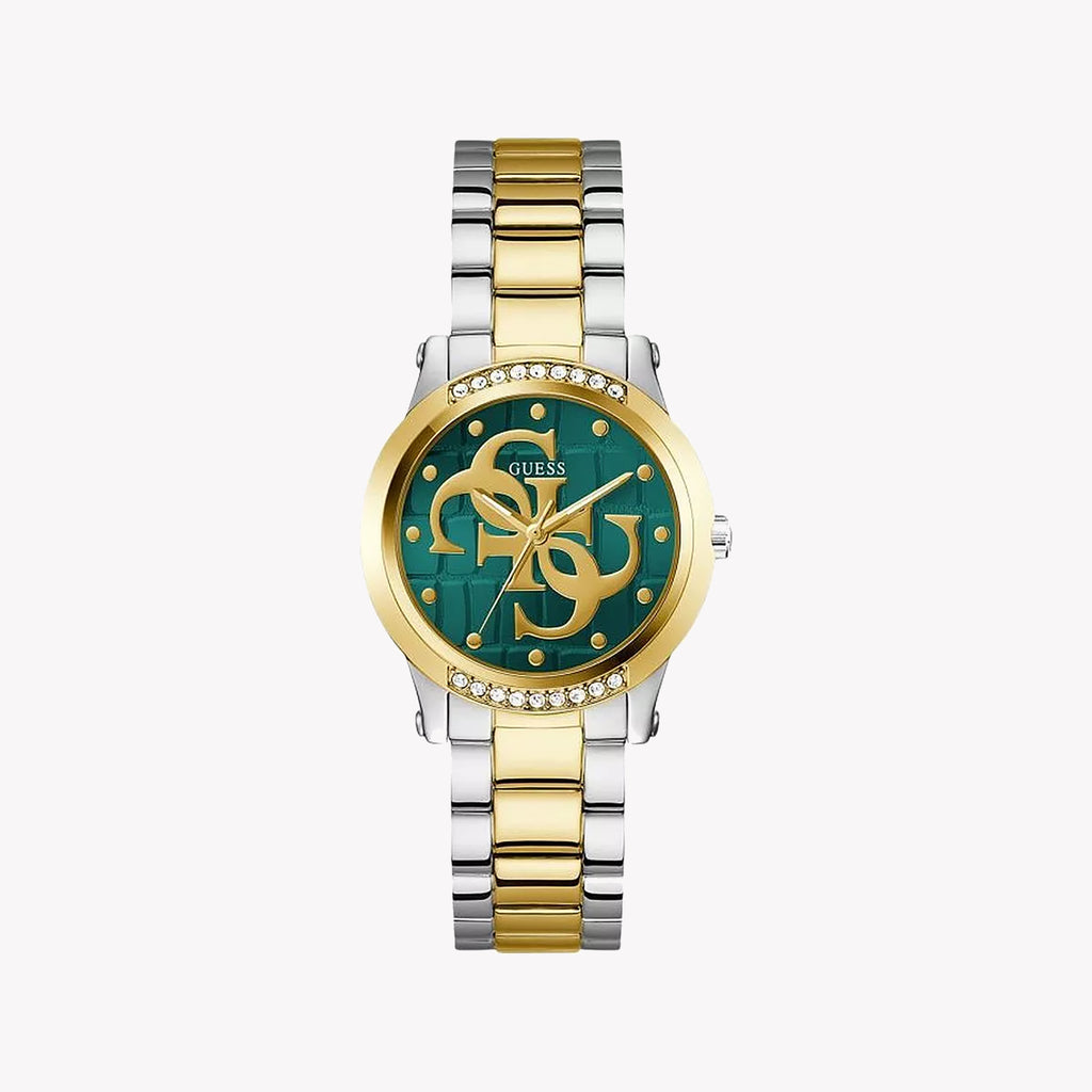 GUESS GW0861L4 Women's Stylish Silver & Gold Watch with Green Dial-i-Watch