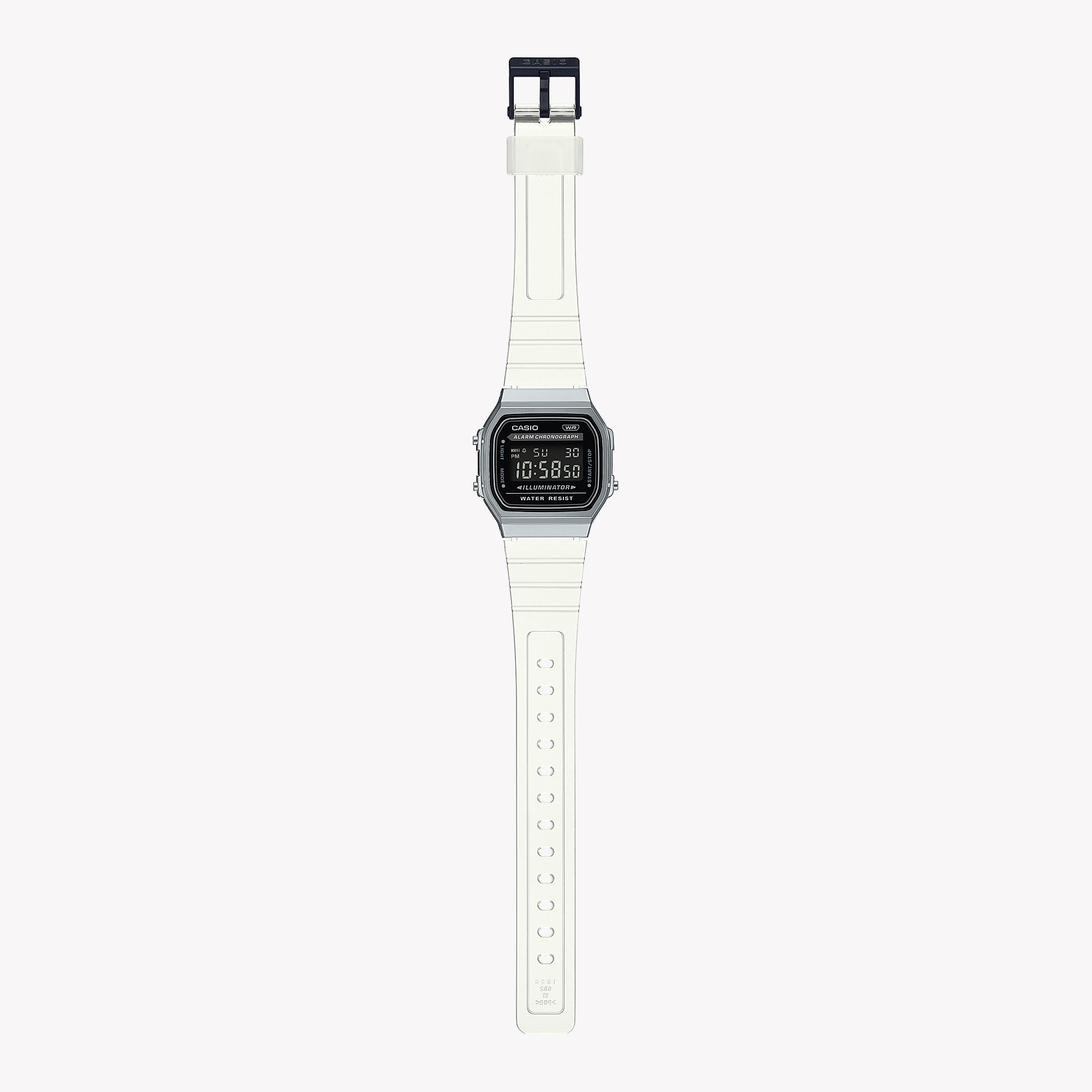 Casio A168XES-1B Digital Watch, Chrome/White | A168XES-1B