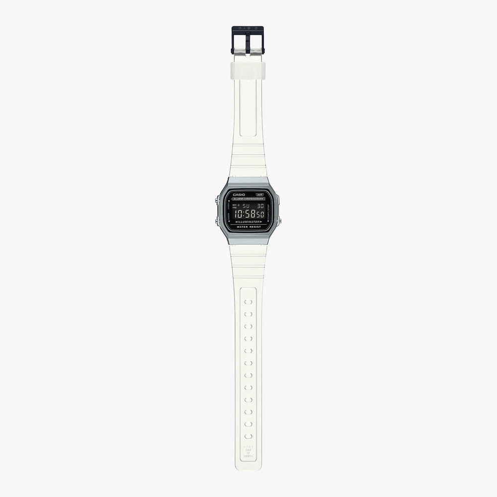 Casio A168xes-1b Digital Watch, Chrome/White | A168xes-1b by i-watch