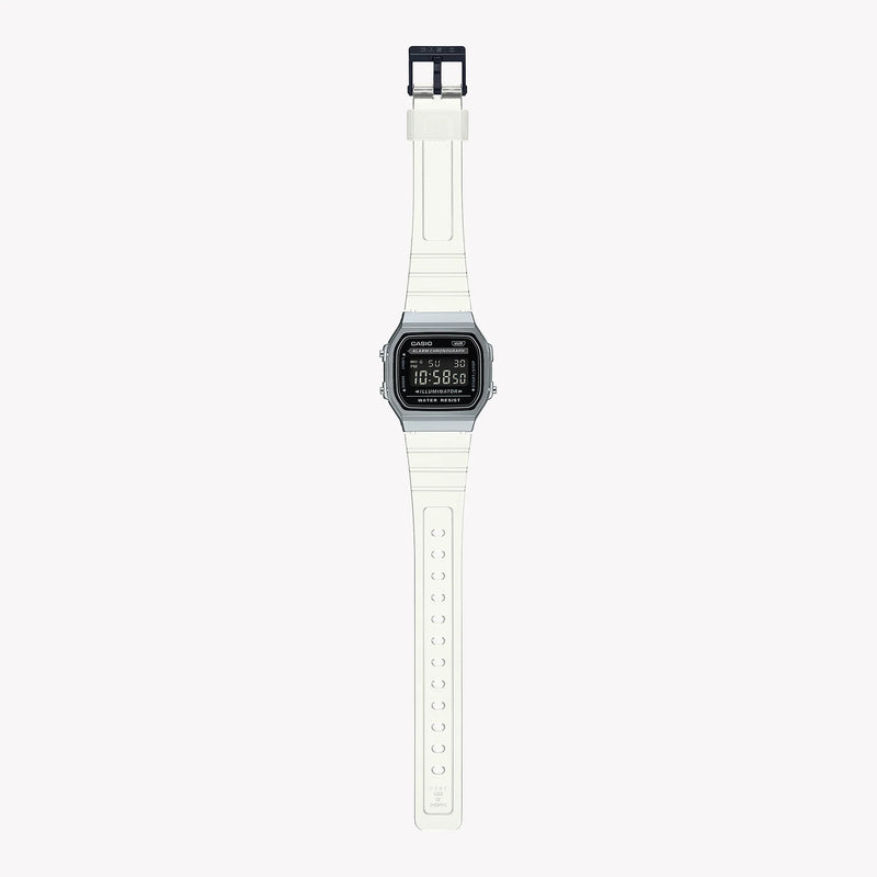 Casio A168xes-1b Digital Watch, Chrome/White | A168xes-1b by i-watch