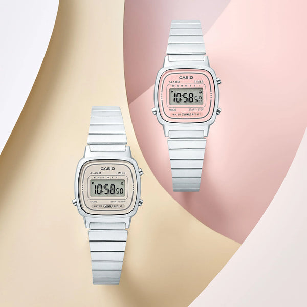 Casio Women's Silver & Pink Digital Watch, Resin & Metal | La670wea-4a2ef by i-watch
