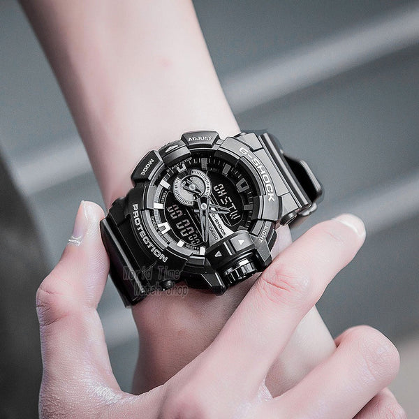 G-Shock Men's Black Resin Watch, Gold Accents | Ga-400gb-1a by i-watch