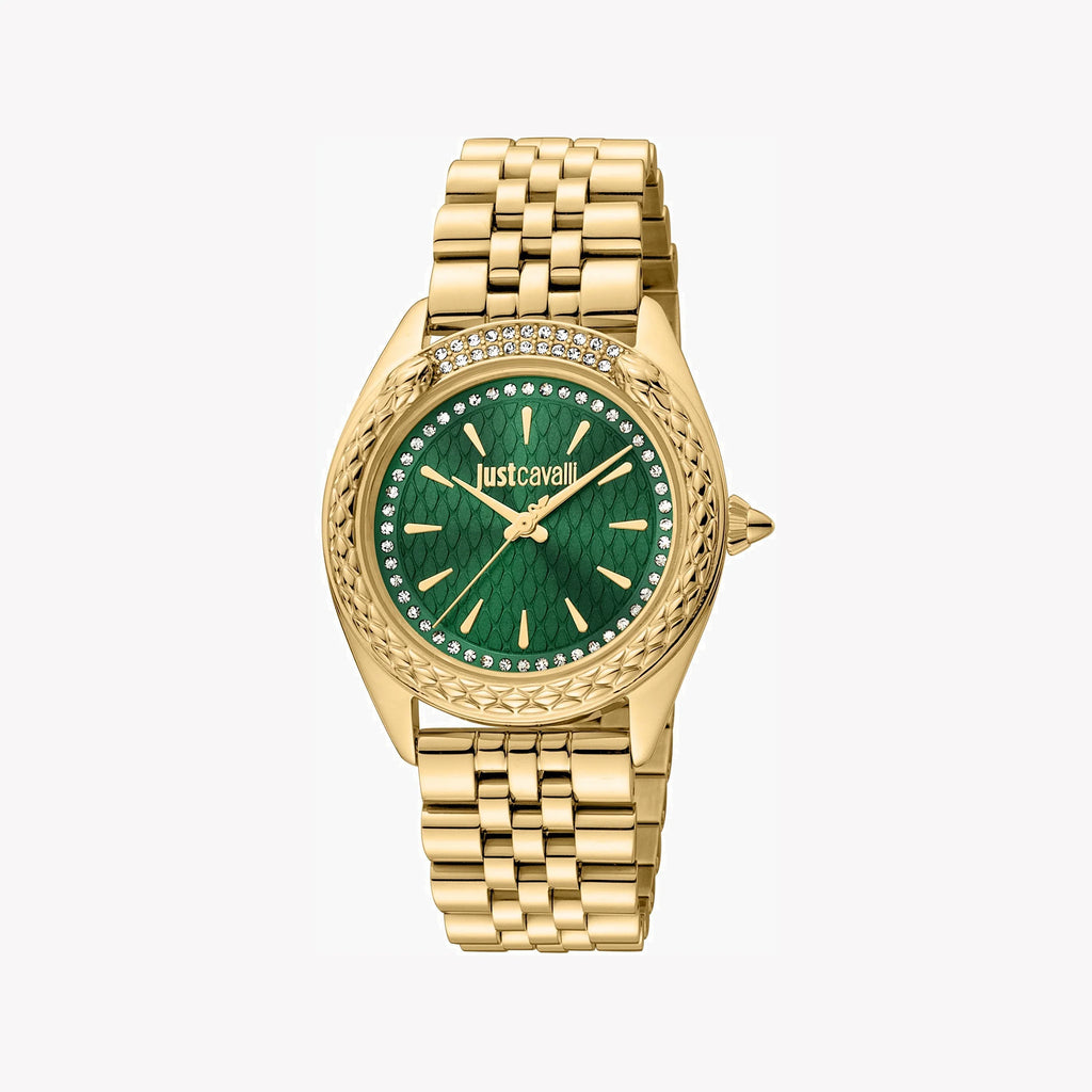 JUST CAVALLI Women's Watch with Gold Stainless Steel Case and Gold Stainless Steel Band