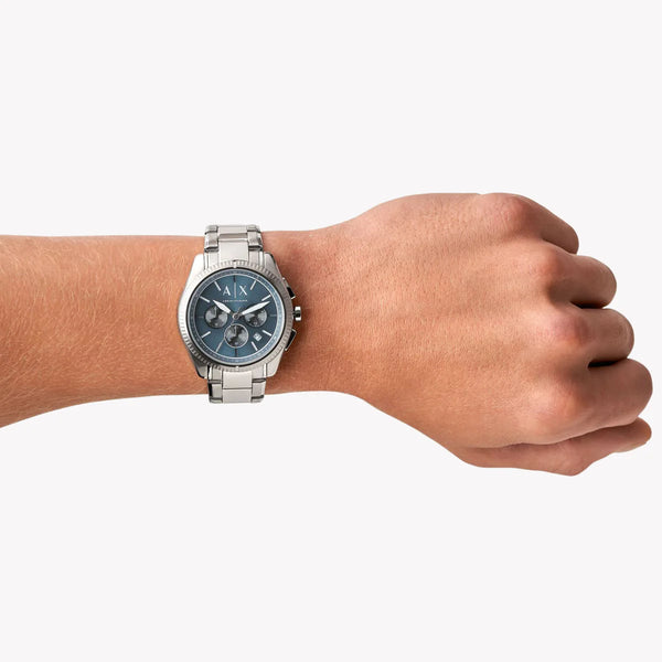Armani Exchange Men's Silver Watch, Blue Dial | Ax2850