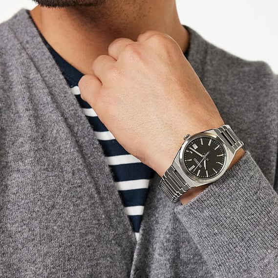 Seiko SUR557P1 Men's Quartz Watch, Silver Steel, Black Dial-i-Watch-5