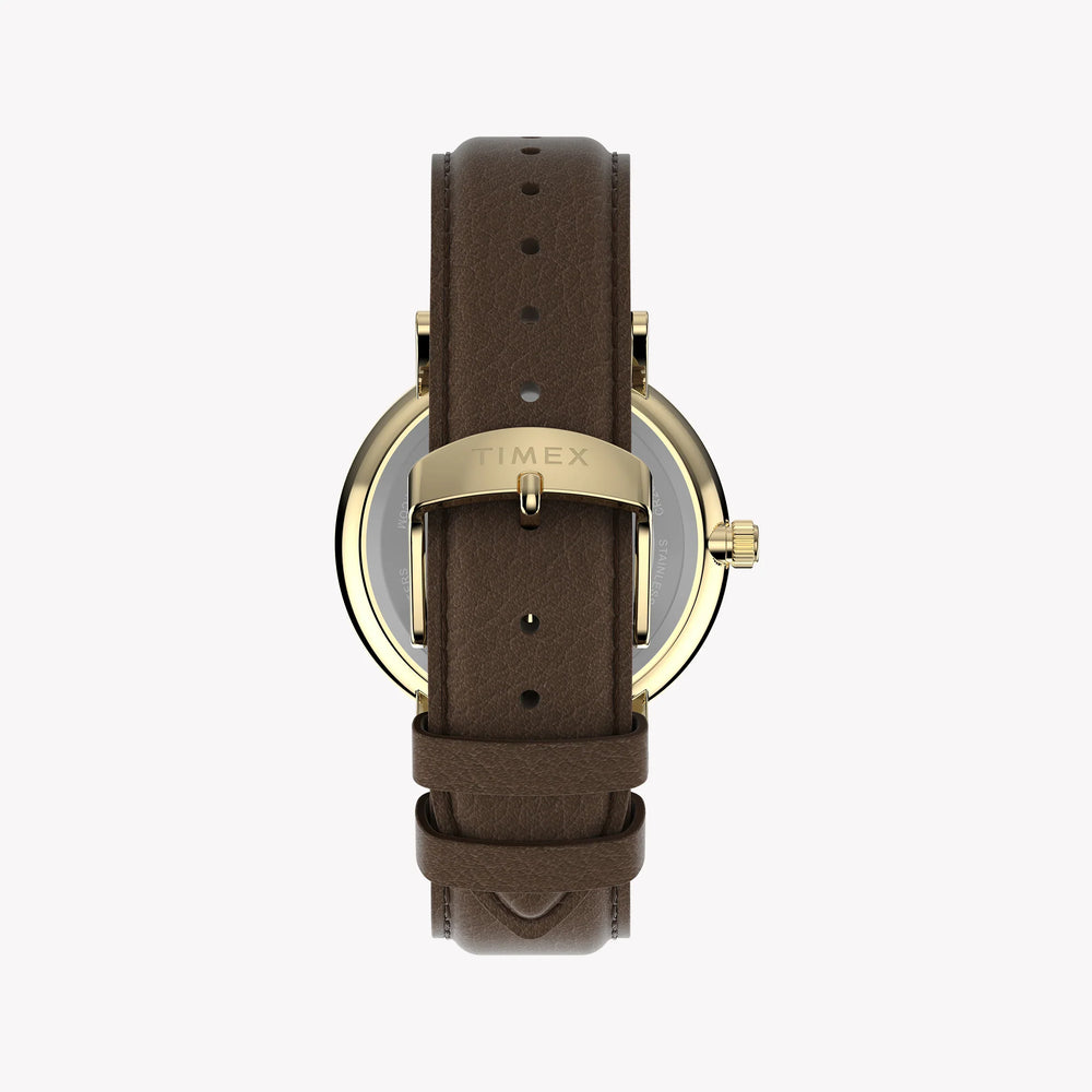 Timex Men's Gold-Tone Case, Brown Vegan Leather Strap | Tw2v91300 by i-watch