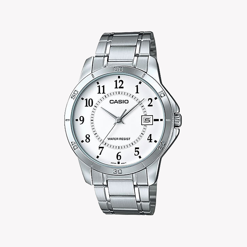 MTP-V004D-7BUDF - TIMELESS ELEGANCE - CLASSIC SILVER STAINLESS STEEL MEN'S WATCH