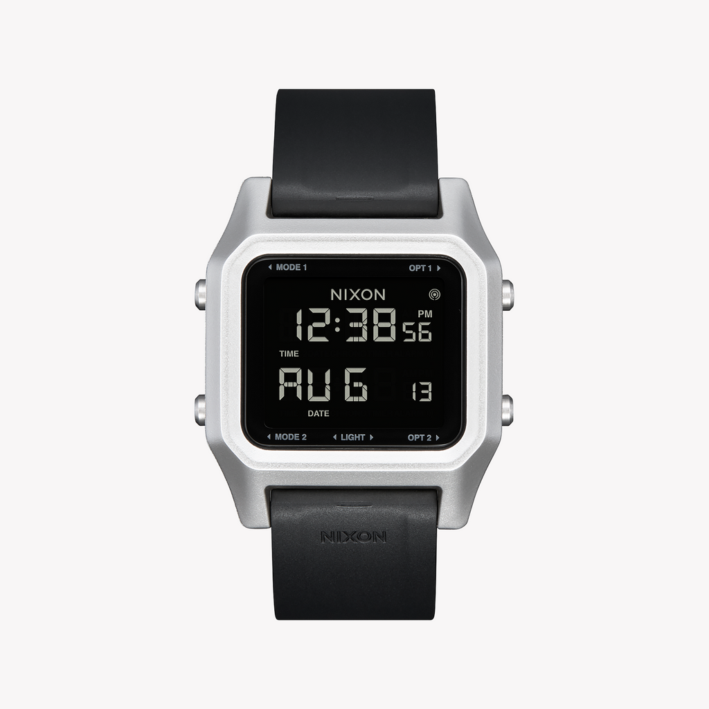 Nixon A1309-625 BOLD INNOVATION - MEN'S DIGITAL WATCH with Sleek Black Rubber Case & Silver Silicone Band