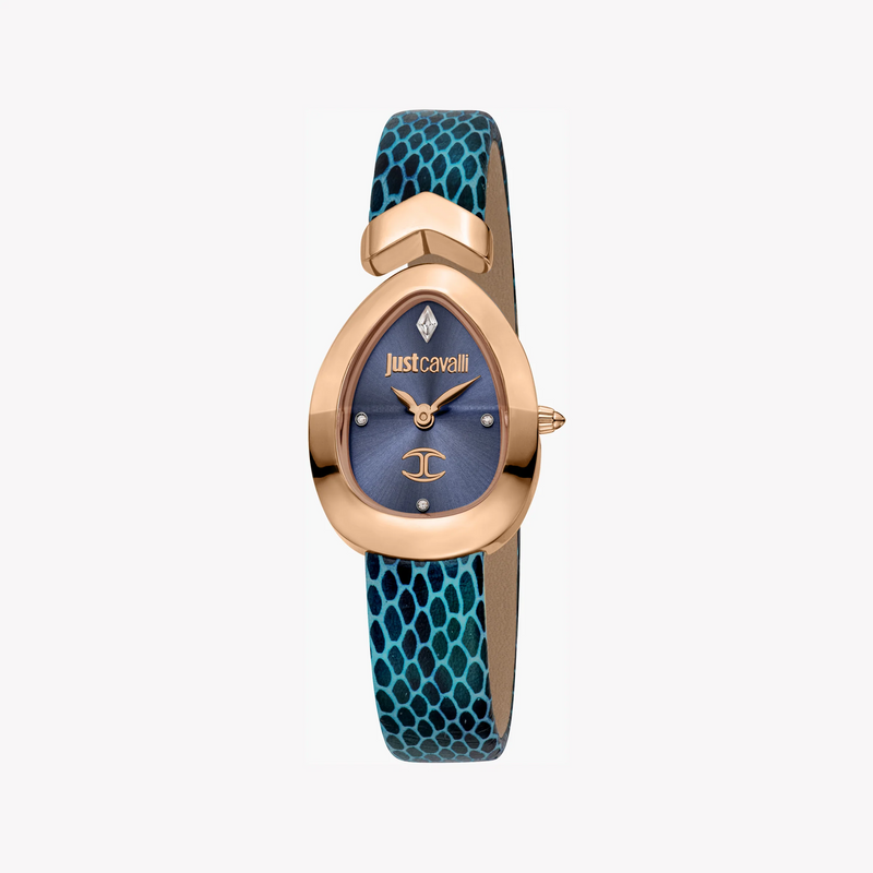 Just Cavalli Women's Rose Gold Watch, Blue Leather | Jc1l321l0055 by i-watch
