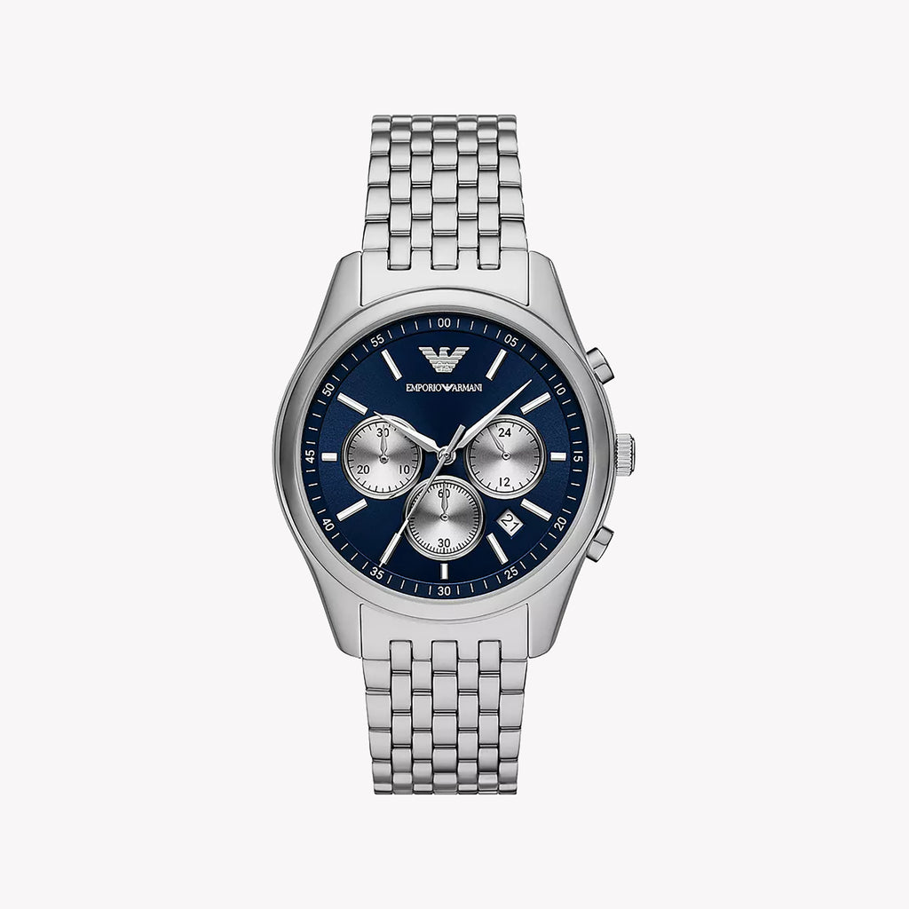 EMPORIO ARMANI AR11582 - MODERN MAVERICK MEN'S WATCH WITH STRIKING BLUE DIAL & STAINLESS STEEL BAND