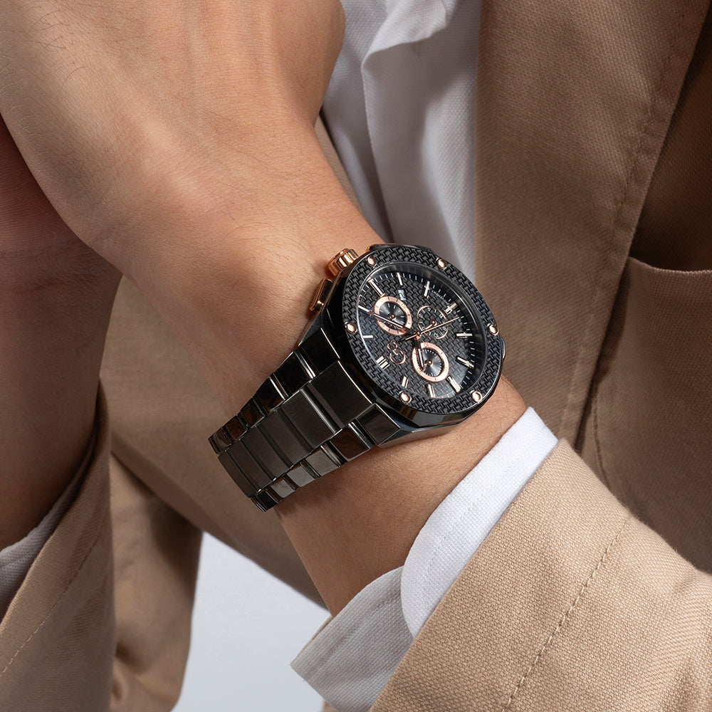 GUESS COLLECTION Z37002G2MF - MODERN MYSTIQUE MEN'S WATCH with Black Case and Grey Stainless Steel Band-i-Watch-5