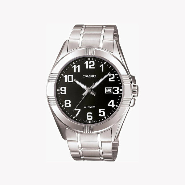 Casio Men's Silver Stainless Steel Watch, Black Dial | Mtp-1308d-1bvdf by i-watch