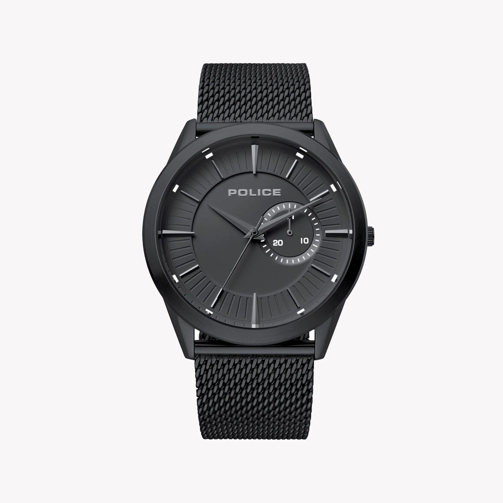Police Men's Black Stainless Steel Watch, Black Dial | P15919jsb02mm by i-watch