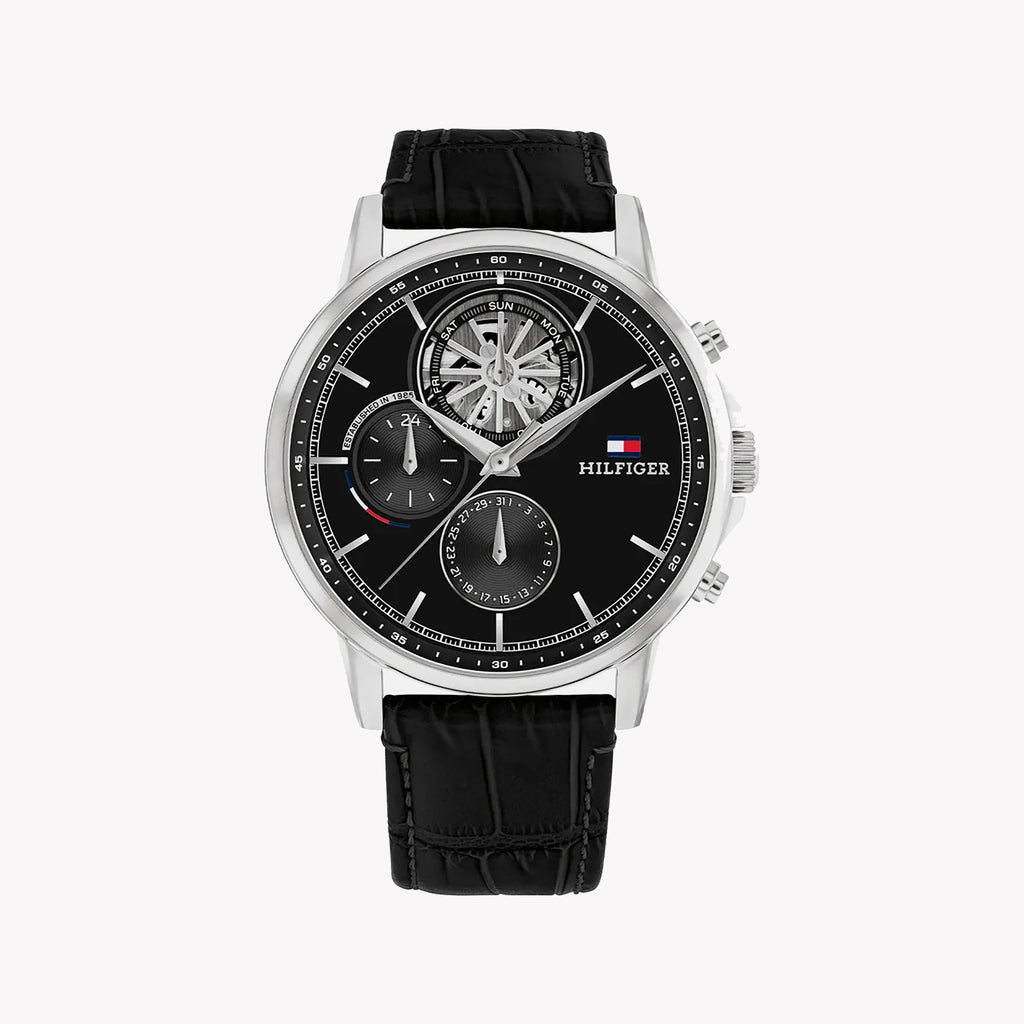 TOMMY HILFIGER 1691635 - BOLD SOPHISTICATION MEN'S WATCH WITH STUNNING SILVER AND BLACK DIAL