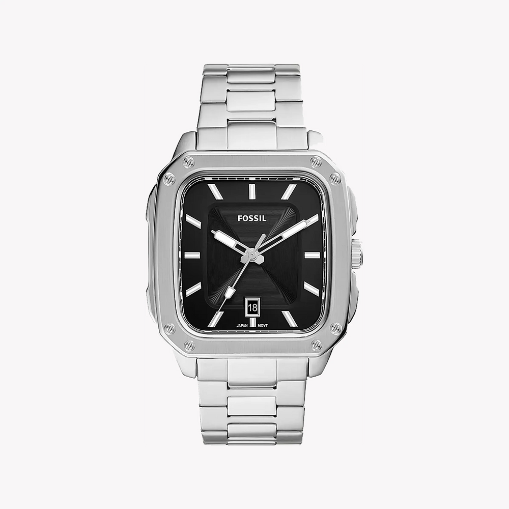 Fossil Men's Silver Stainless Steel Watch, Black Dial | Fs5933 by i-watch