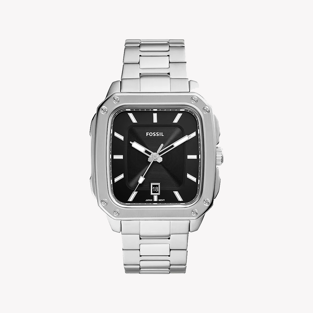 FOSSIL FS5933 ELEGANT SILVER & BLACK - TIMELESS MEN'S QUARTZ WATCH