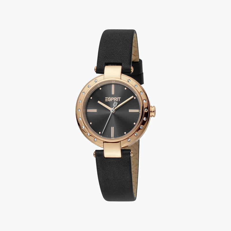 Esprit Women's Black Leather Watch, Black Dial | ES1L230L0035 by i-watch