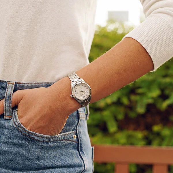 Seiko Women's Silver Stainless Steel Watch, White Dial | Sur465p1 by i-watch