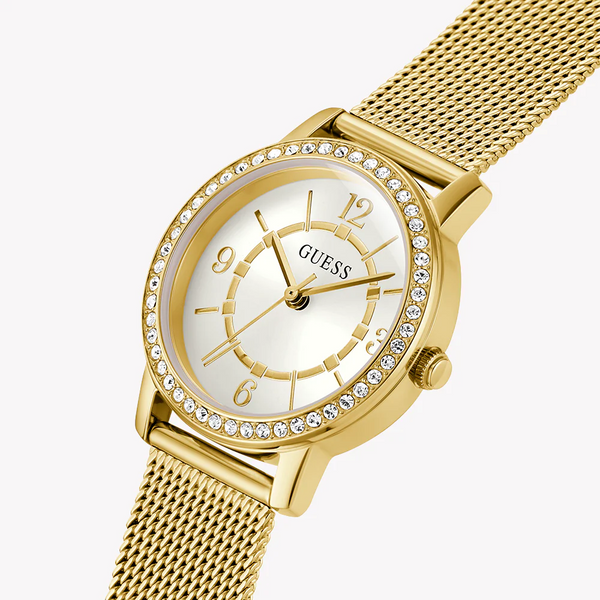 Guess Women's Gold Mesh Watch, White Dial | Gw0534l2 by i-watch