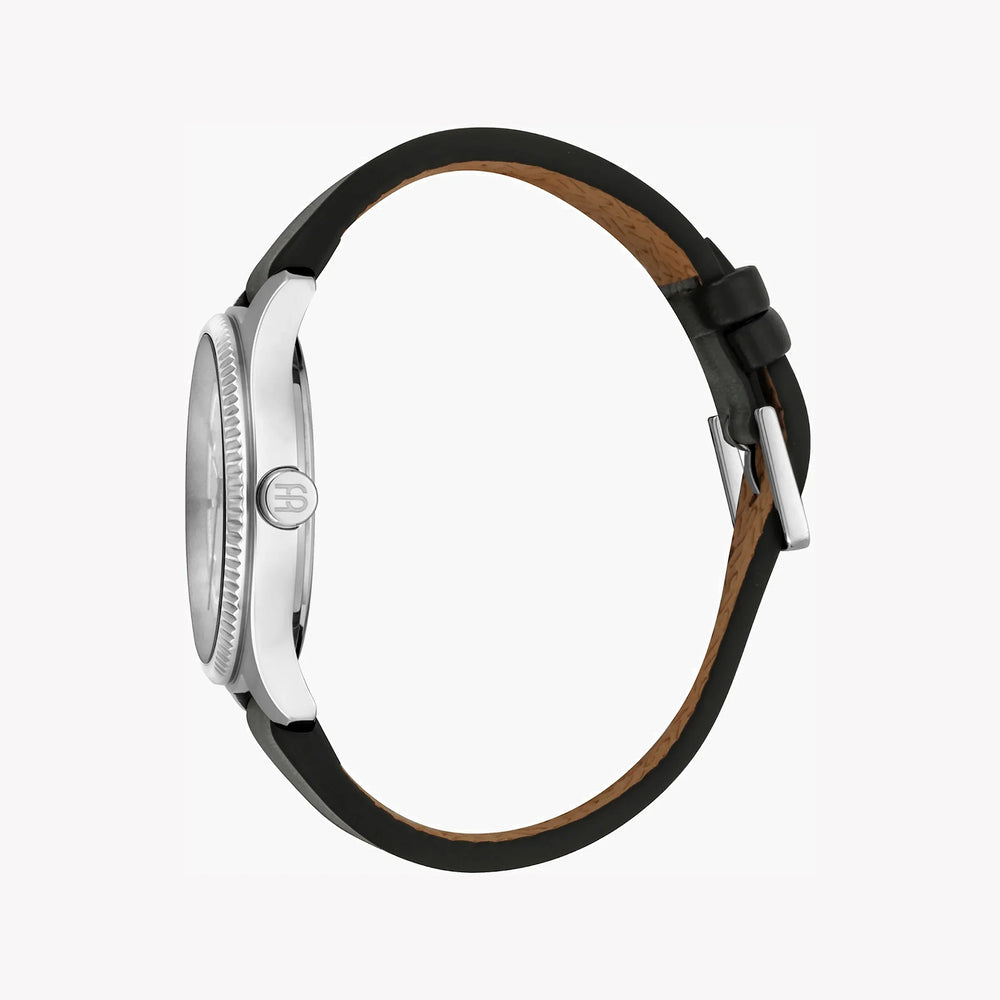 Esprit Men's Black Leather Watch, Silver Dial | Es1g112m0025 by i-watch