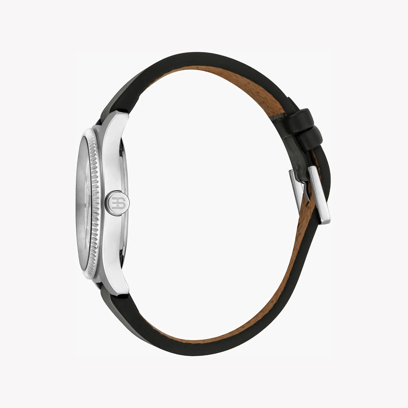 Esprit Men's Black Leather Watch, Silver Dial | Es1g112m0025 by i-watch