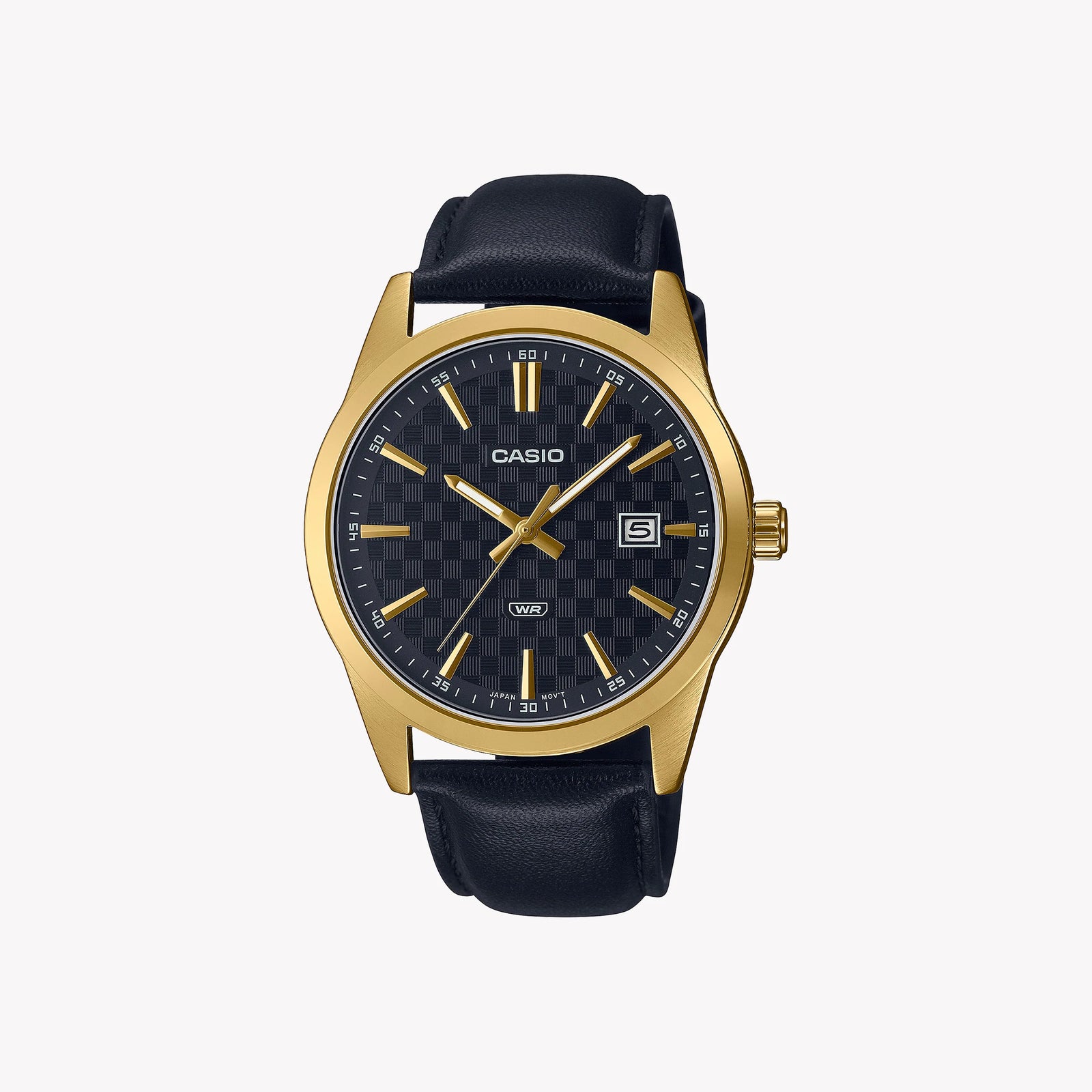 Casio Men's Gold Stainless Steel Watch, Black Leather | Mtp-Vd03gl-1a by i-watch