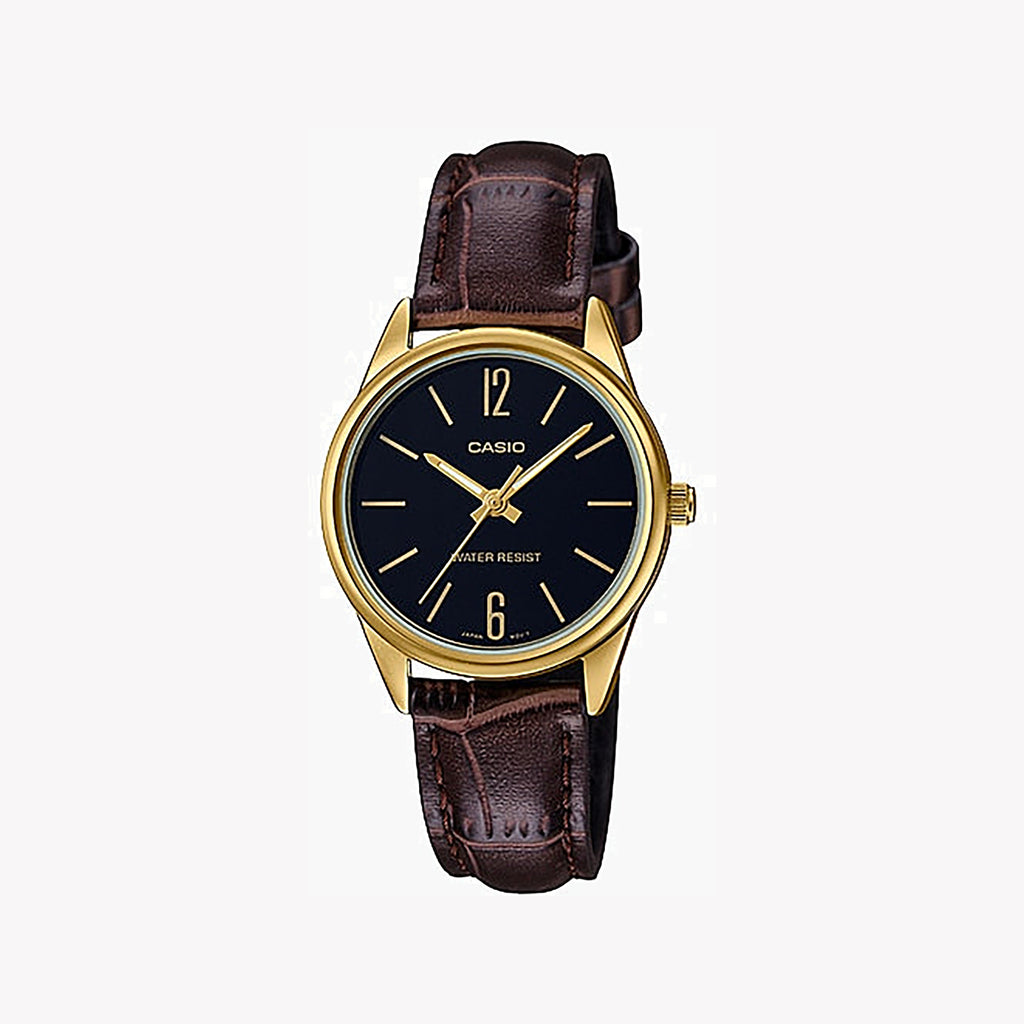 CASIO Women's Watch with Gold Stainless Steel Case and Brown Leather Band-i-Watch-3