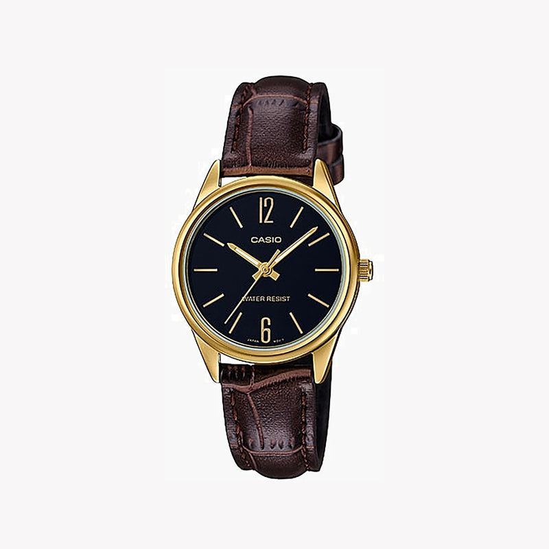 CASIO Women's Watch with Gold Stainless Steel Case and Brown Leather Band-i-Watch-3