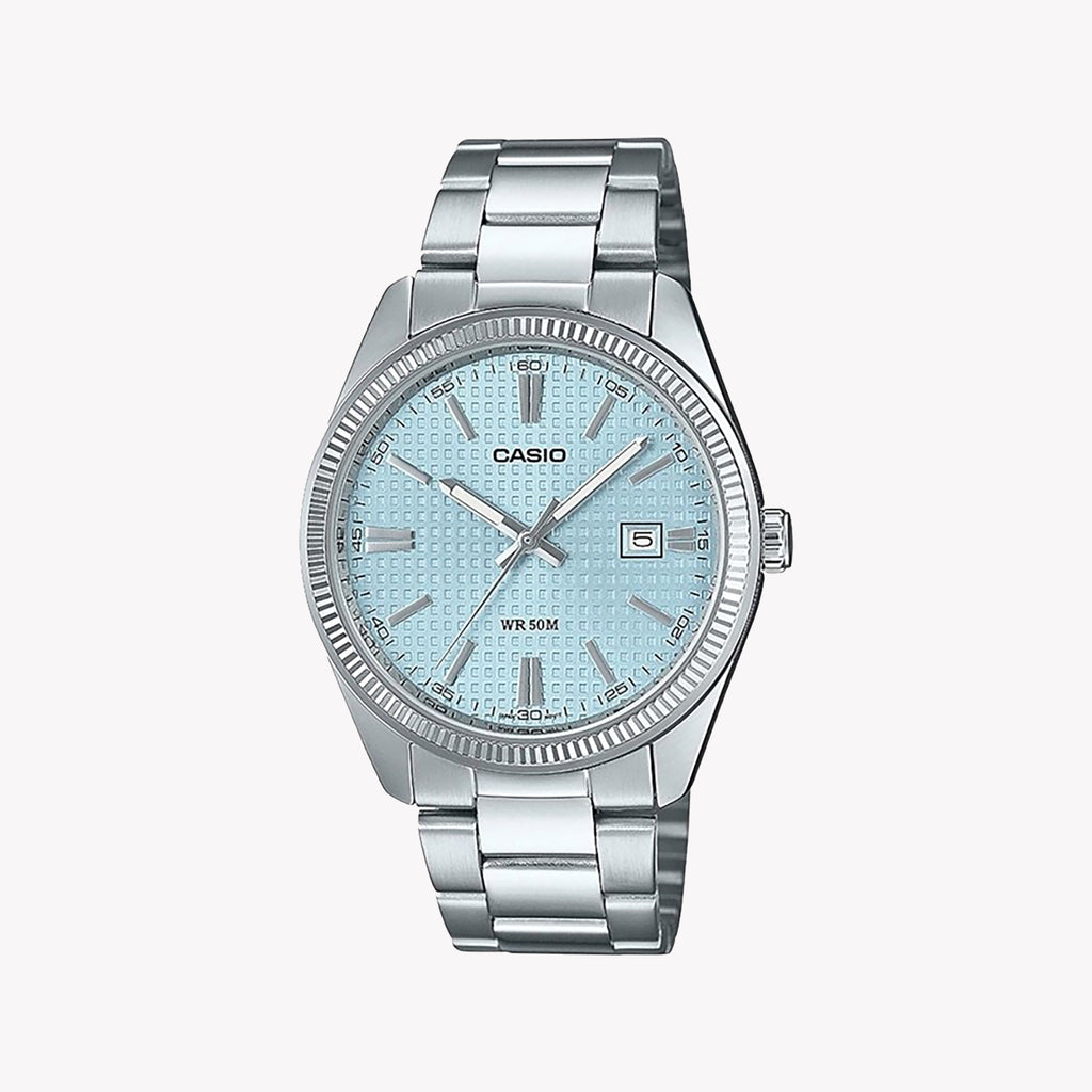MTP-1302PE-2AVEF - TIMELESS ELEGANCE UNISEX WATCH WITH STRIKING BLUE DIAL AND SILVER BRACELET
