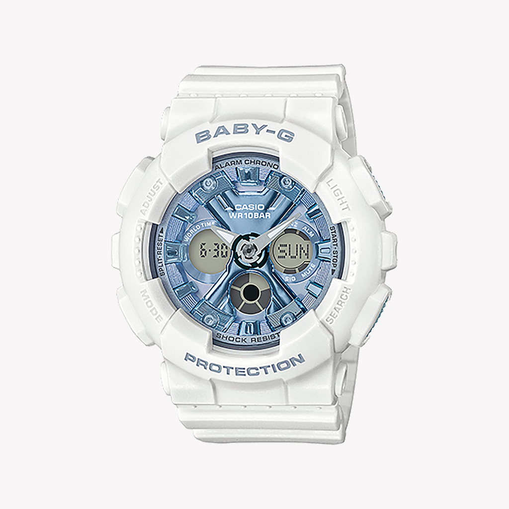 BABY-G BA-130-7A2DR - SPORTY CHIC - Women's White Resin Watch with Digital Dial and Color Pop